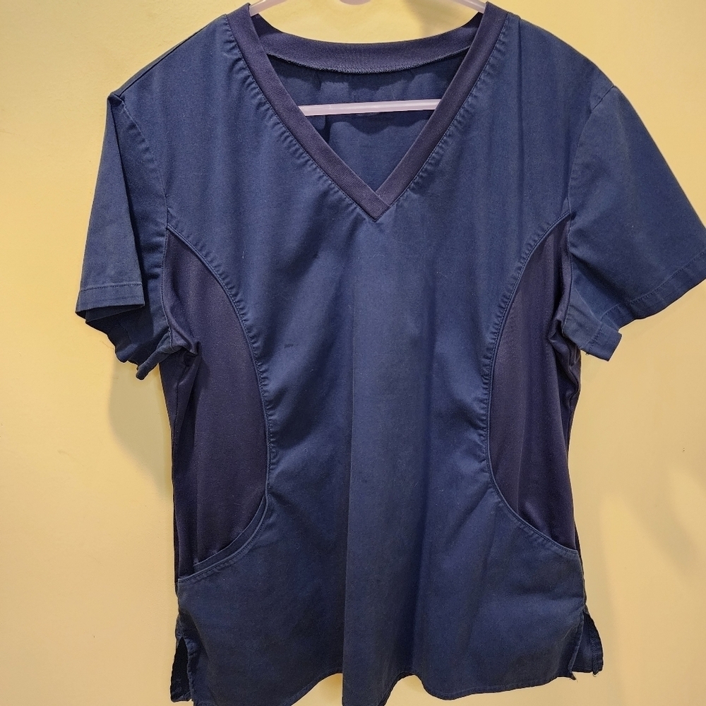 Women's Navy Blue Health Care Scrub Top Size L